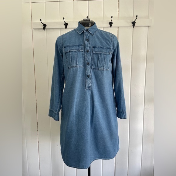 J.Crew Chambray Utility Pocket Dress - Picture 1 of 12